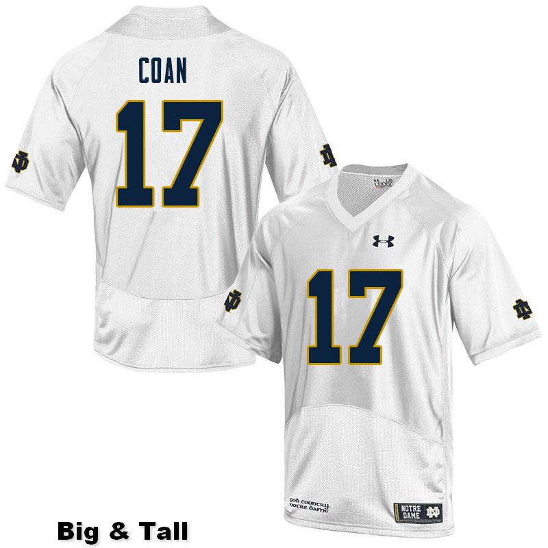 Men's NCAA Notre Dame Fighting Irish #17 Jack Coan Stitched College Under Armour Authentic White Big & Tall Football Jersey DD10J54EE